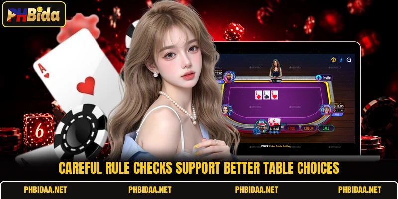 Careful rule checks support better table choices