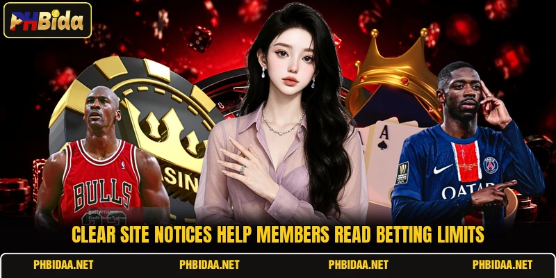 Clear site notices help members read betting limits