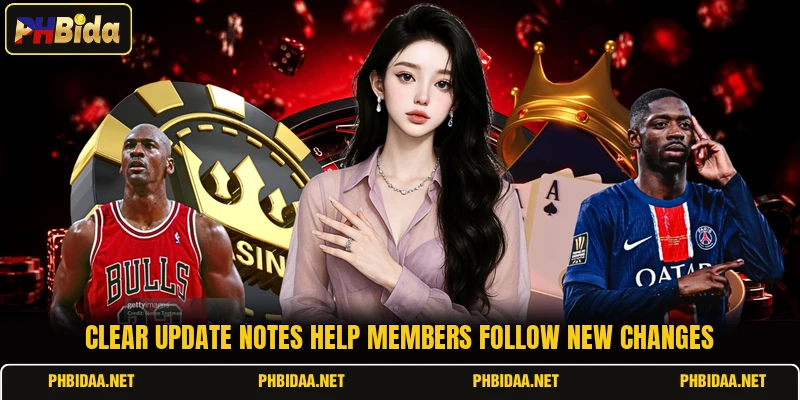 Clear update notes help members follow new changes Clear update notes help members follow new changes
