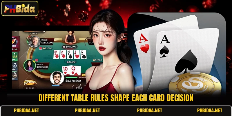 Different table rules shape each card decision