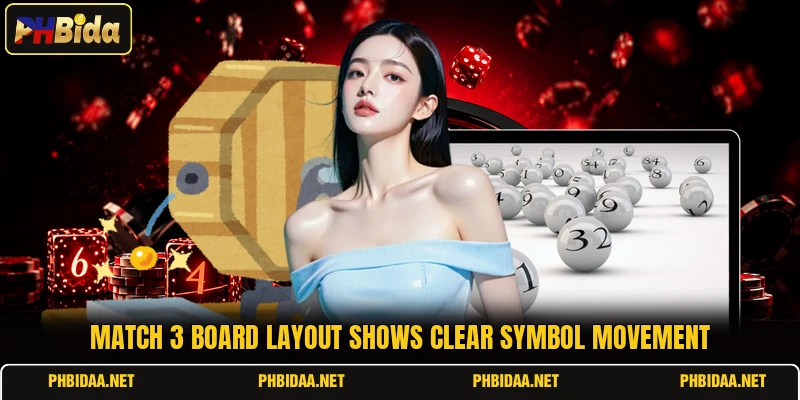 Match 3 board layout shows clear symbol movement