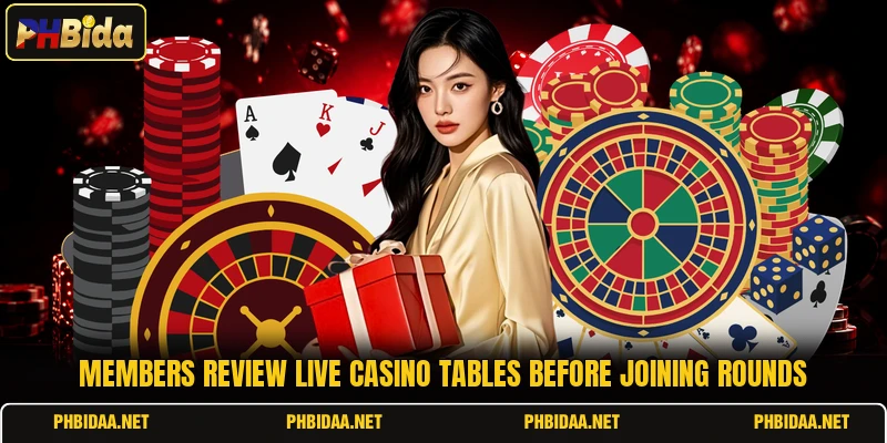 Members review live casino tables before joining rounds