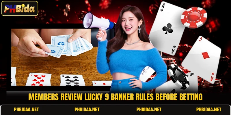 Members review lucky 9 banker rules before betting