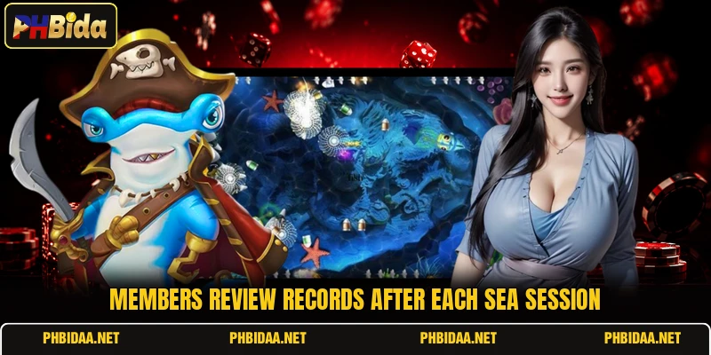 Members review records after each sea session