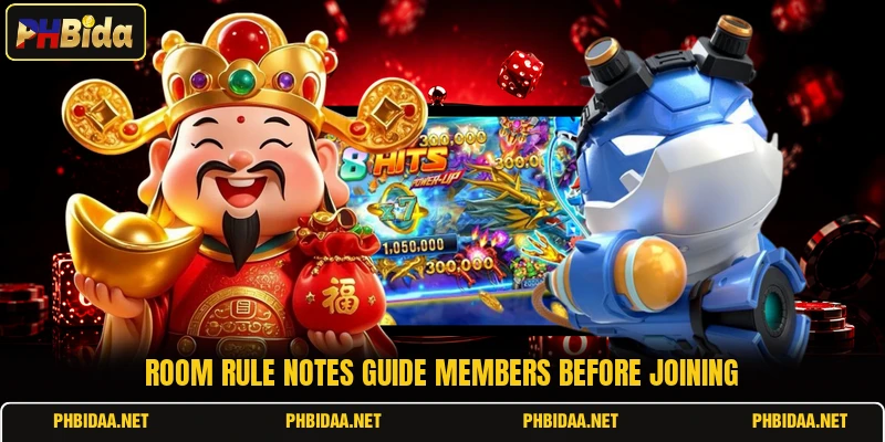 Room rule notes guide members before joining
